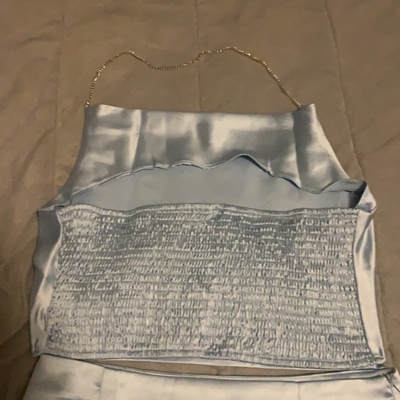 Shein solid shirred satin halter top with skirt - Picture 6 of 7